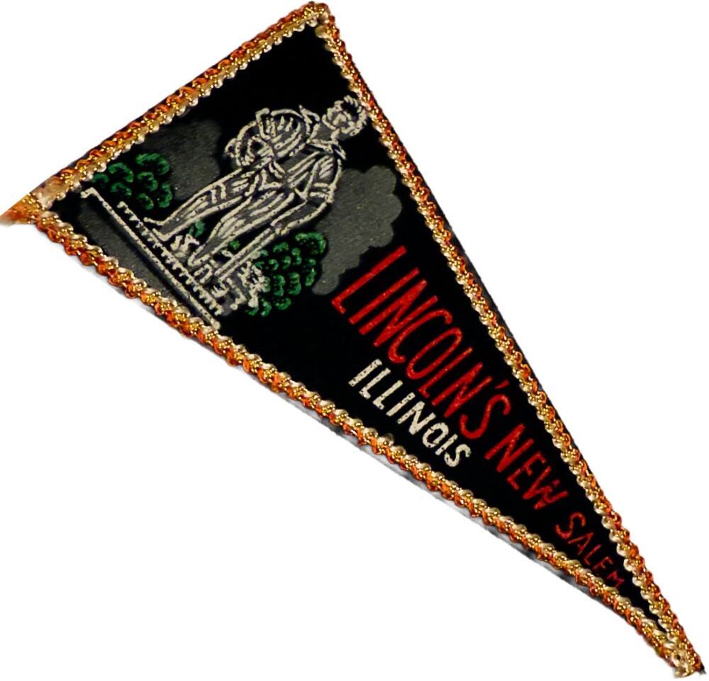 Vintage 8" Black Felt Pennant Lincoln's New Salem State Historic Site Souvenir